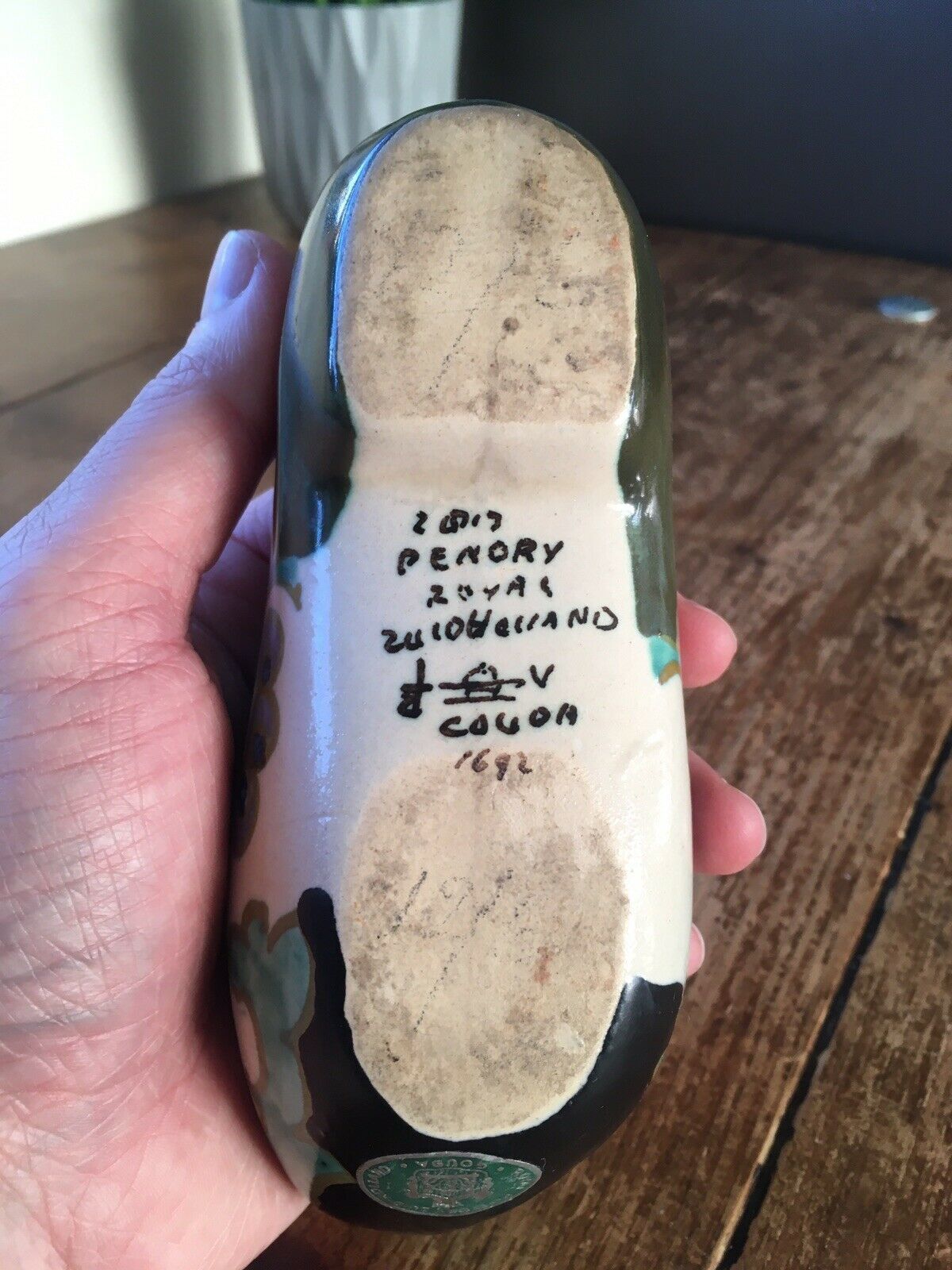 Gouda Art Royal Pottery Zuid Floral Hand Painted Clog Shoe Dutch Holland Nouveau photo buy