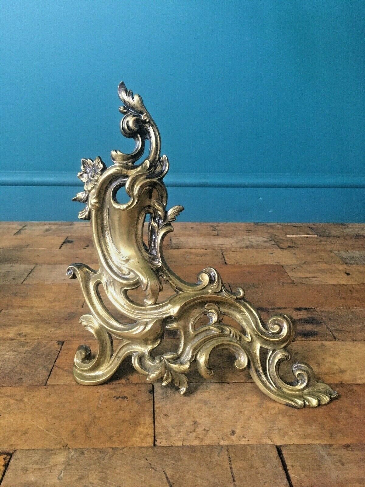 Superb Antique C1860 Charles Casier French Rococo Fireside Fire Dogs Andirons Chenets photo Home Fixtures