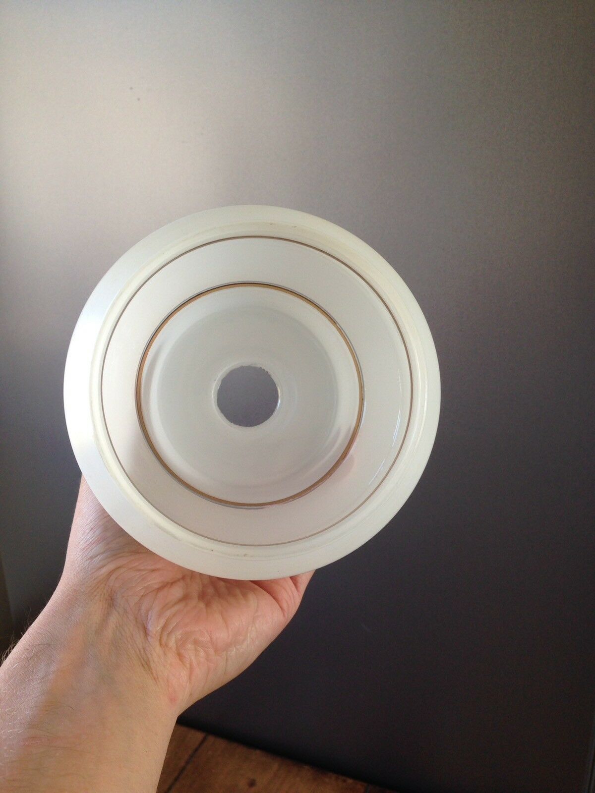 Super Retro 60s 70s Gold & White Abstract Glass Light Lamp Shade Mid Century photo vinterior