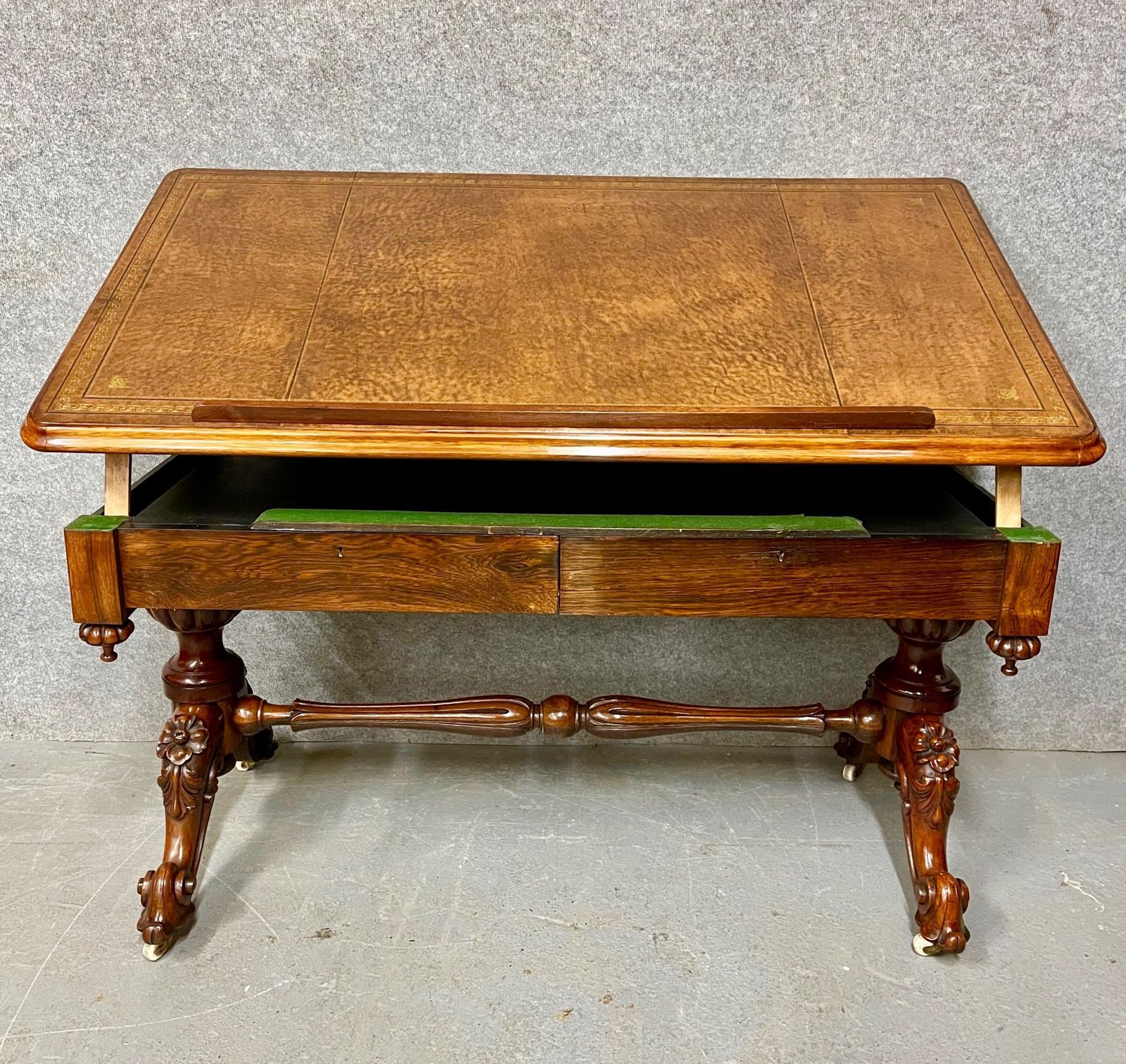 photo vinterior Unusual Antique Rosewood Library Architects Desk