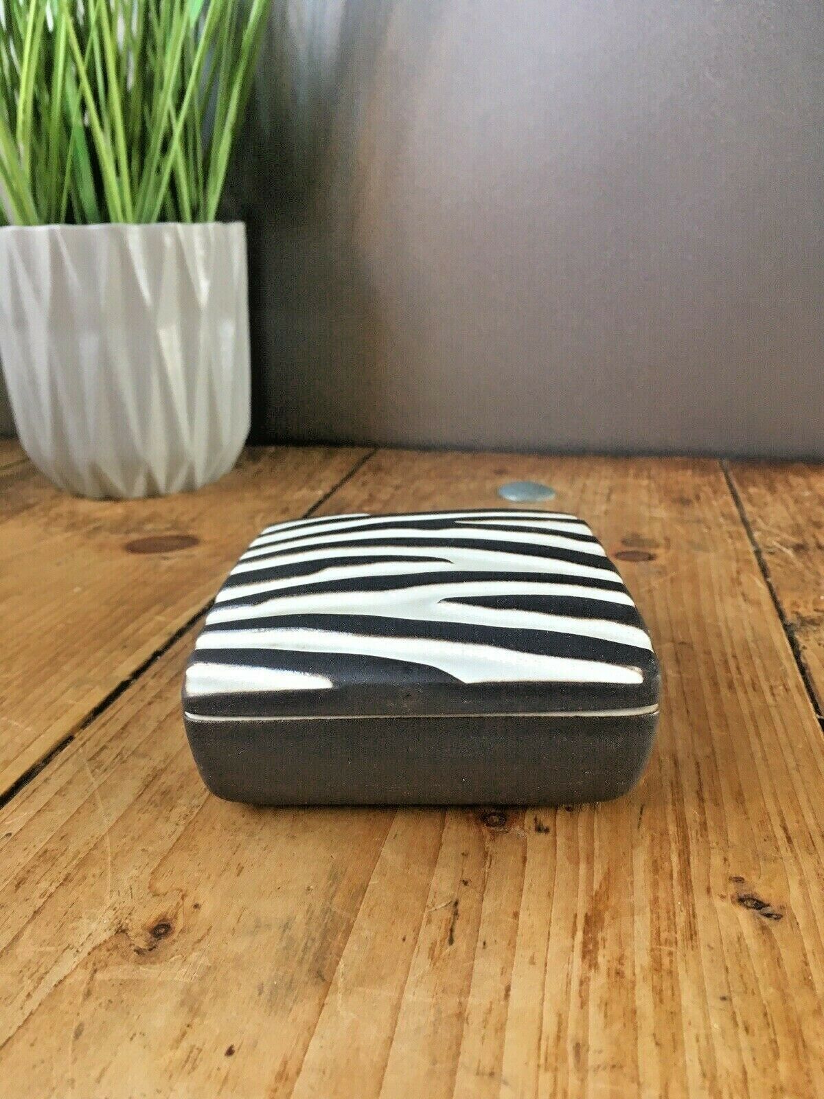 50's Mid Century Modern Jaap Ravelli Textured Zebra Animal Print Trinket Box Pot photo 80.0