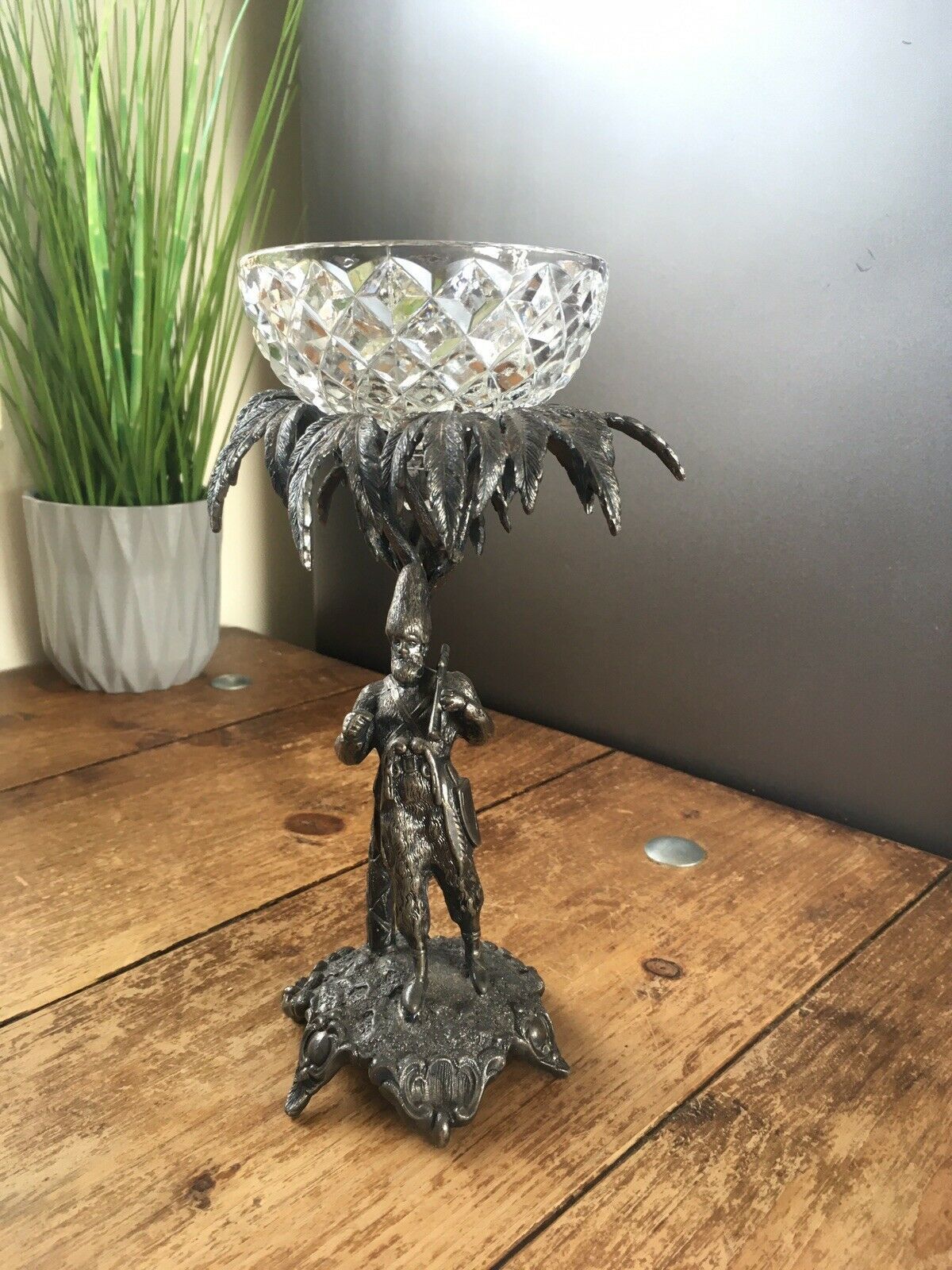 Rare Antique Walker & Hall Silver Plated & Glass Robinson Crusoe Sweetmeats Dish photo buy
