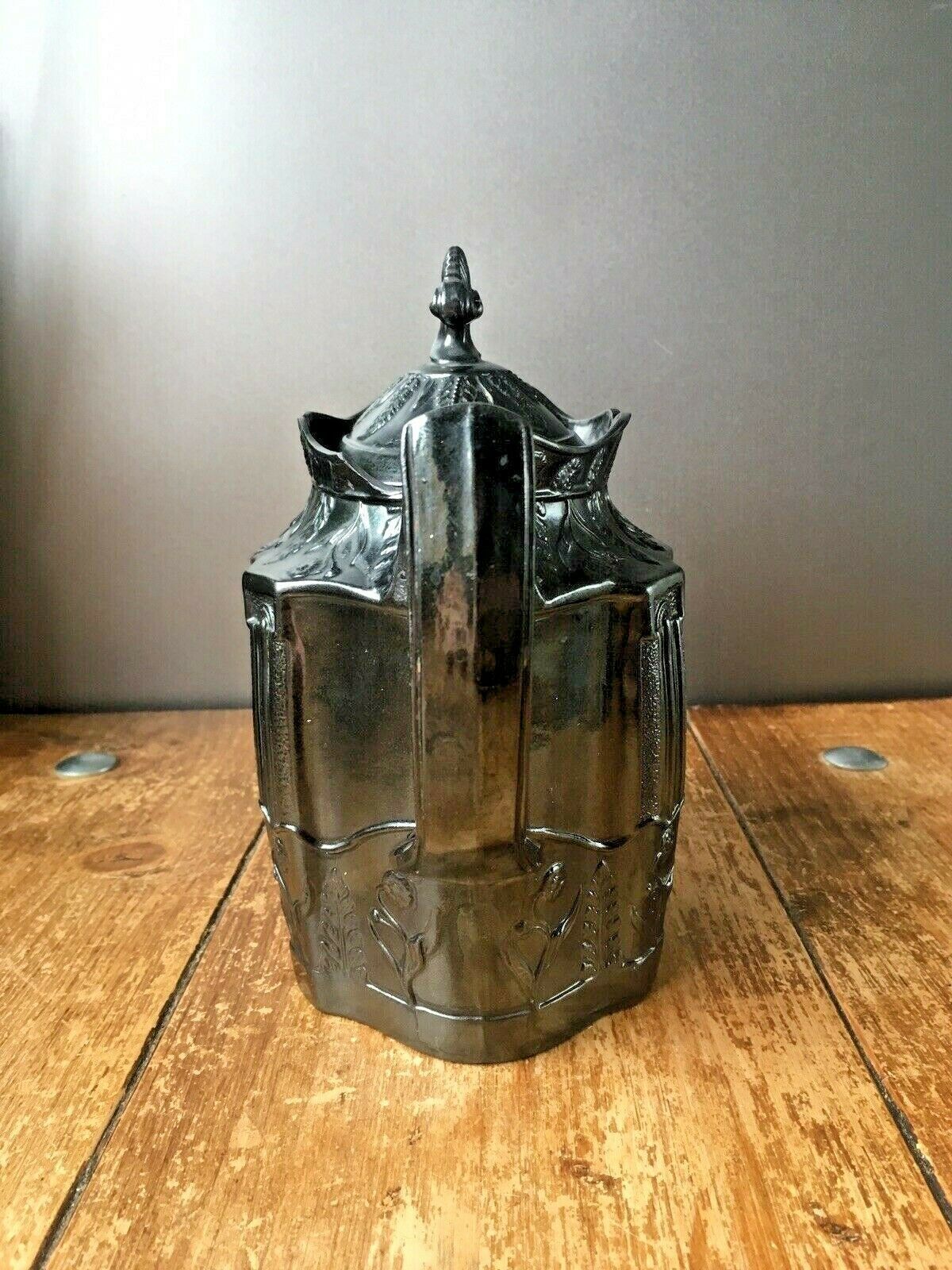 Rare Early 19th Century Black Basalt Neoclassical Leaves Teapot Castleford Style photo for sale