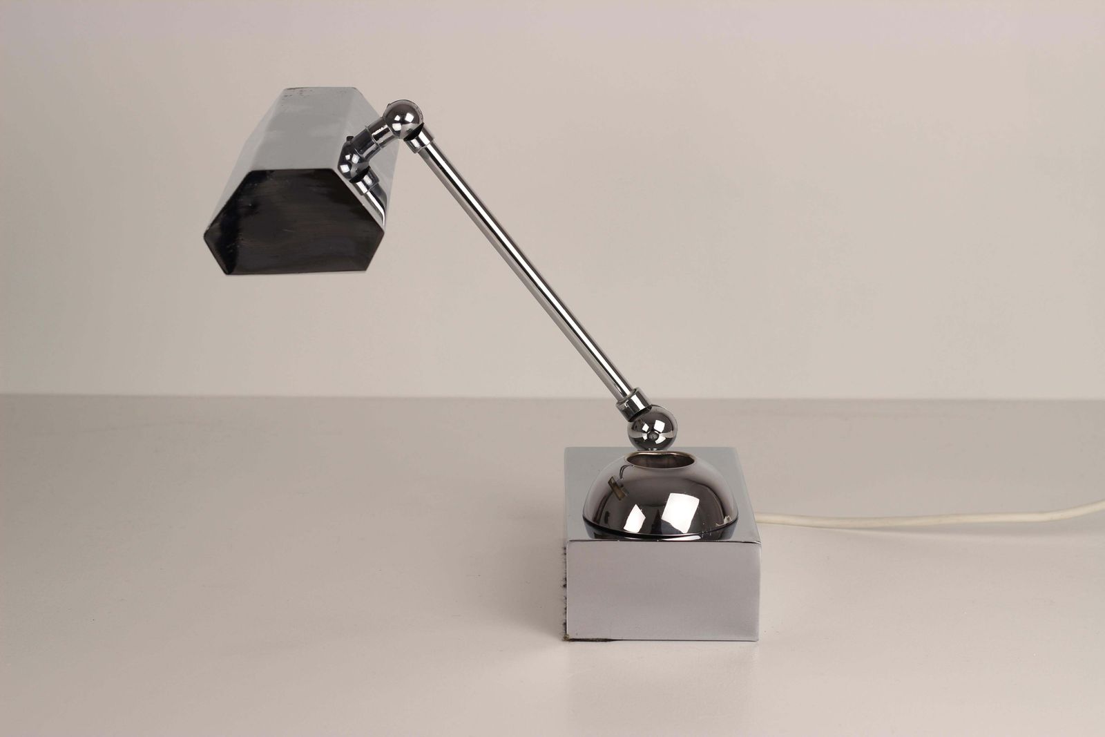 Art Deco Adjustable Chrome Bankers Desk Light With Inkwell Or Pen Desk Tidy 1920 photo furniture