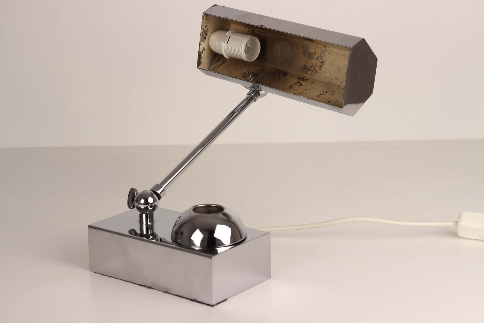 photo buy Art Deco Adjustable Chrome Bankers Desk Light With Inkwell Or Pen Desk Tidy 1920