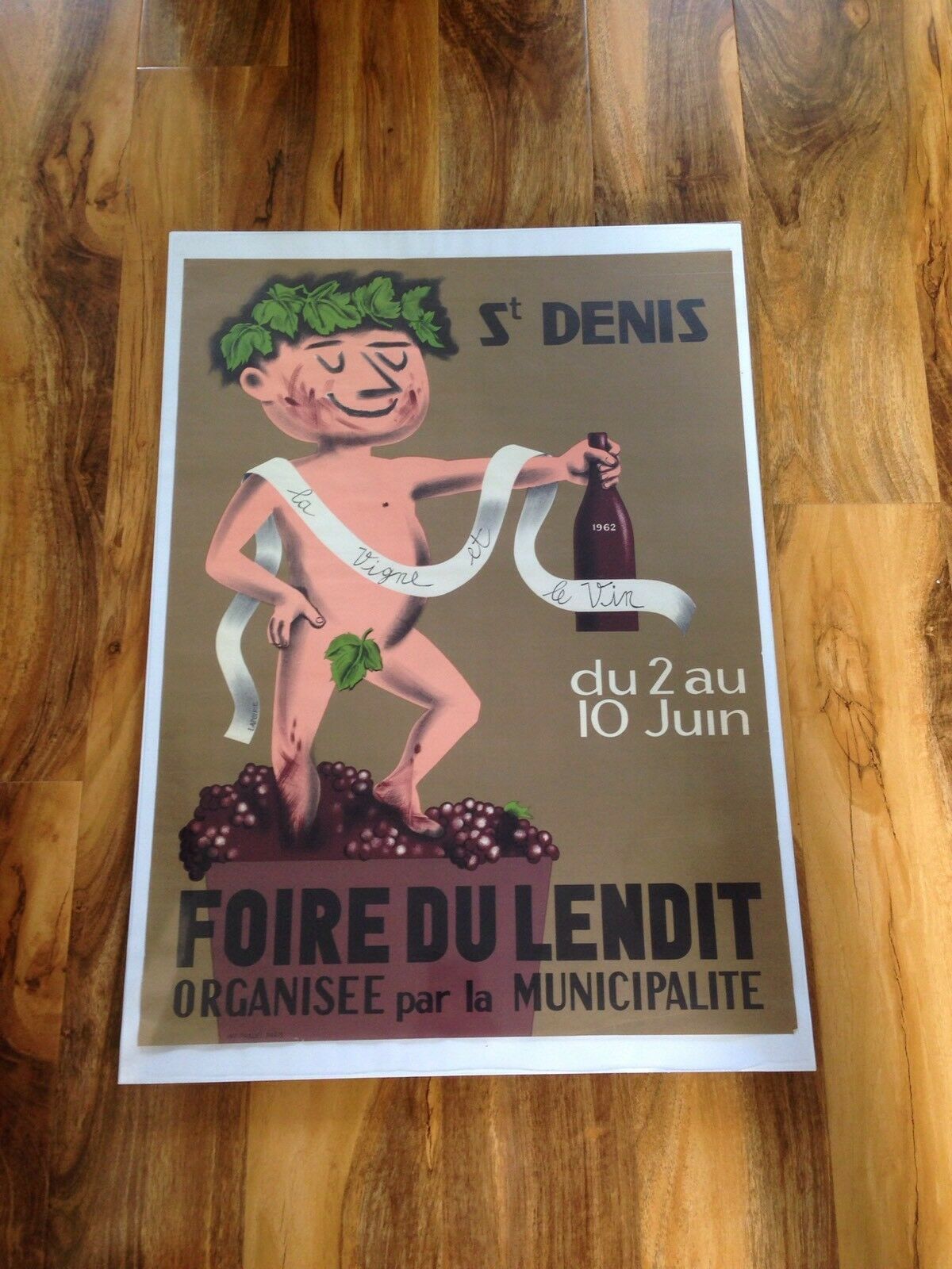 Unframed Large Original C1962 Saint Denis Foire Du Lendit French Poster Paris Mid Century La Vigne Et Le Vin The Vine & The Wine
