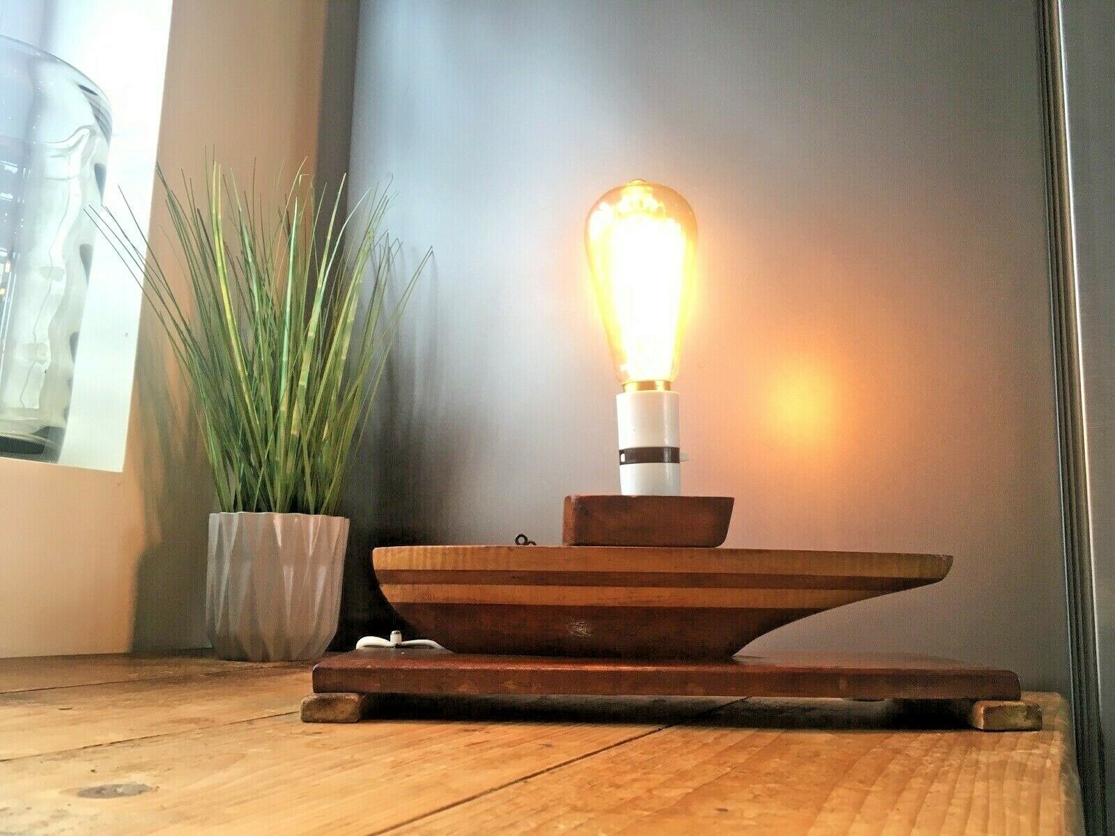 50.0 Art Deco Two Tone Wooden Sailing Ship Lamp Base Yacht Boat Vintage Retro Project photo