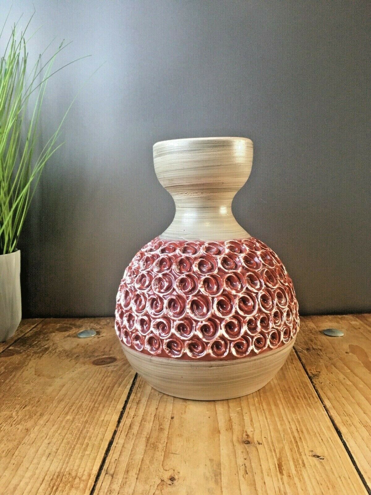 photo furniture 1960's Mcm Italian Pottery Fratelli Fanciullacci Rust Brown Deep Swirl Lamp Base