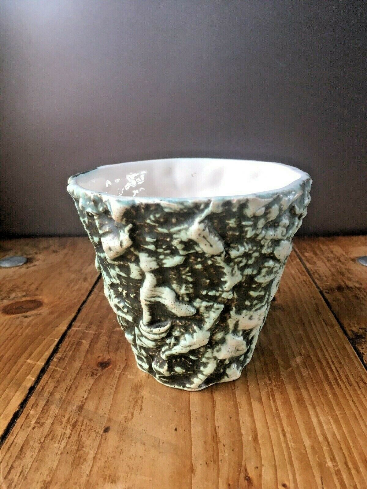 1960's Kroon L'ancora Kroonenberg Dutch Fat Lava Pottery Planter Plant Pot Mcm photo for sale