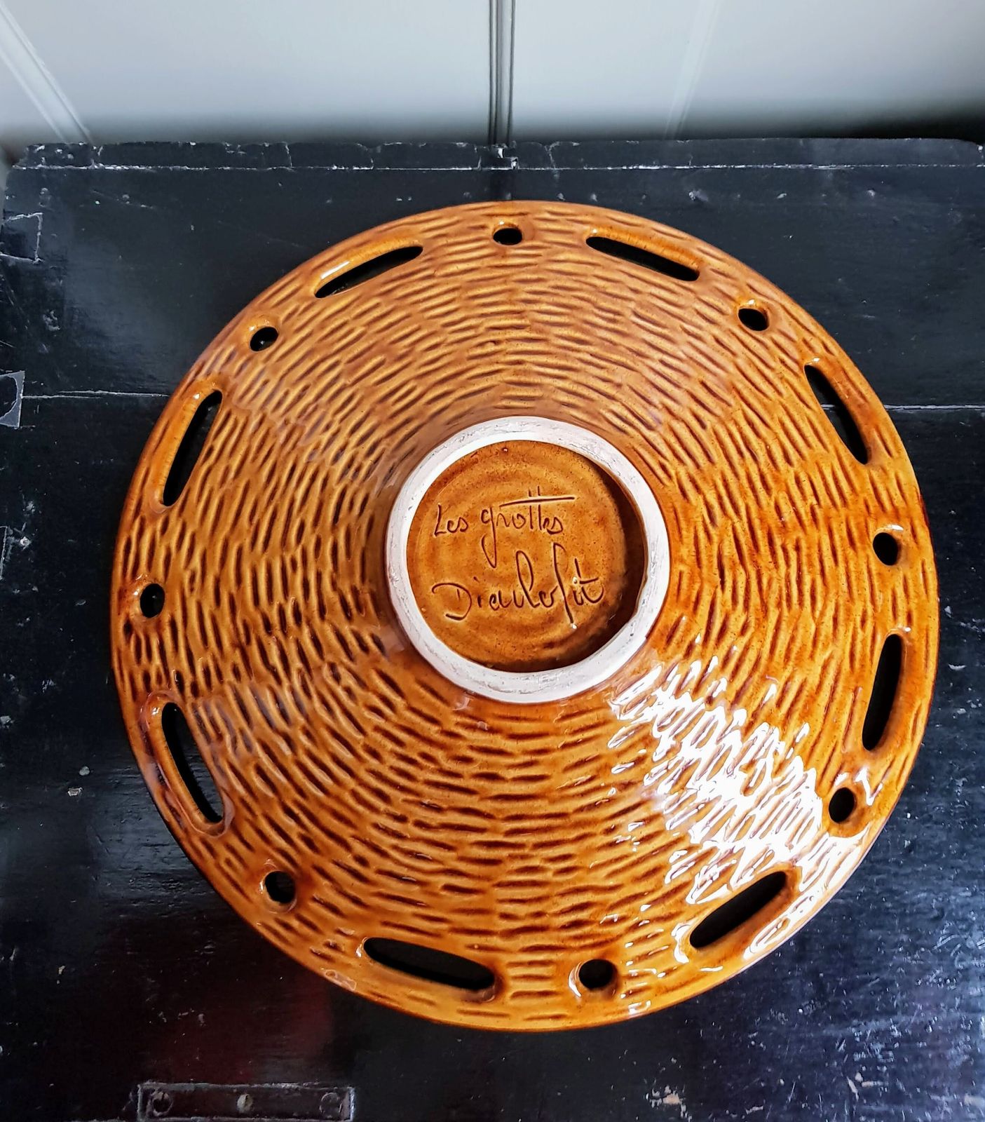 Large Mid Century Modern French Ceramic Sunflower Plate   1950s 1960s   Grottes De Dieulefit photo 180.0