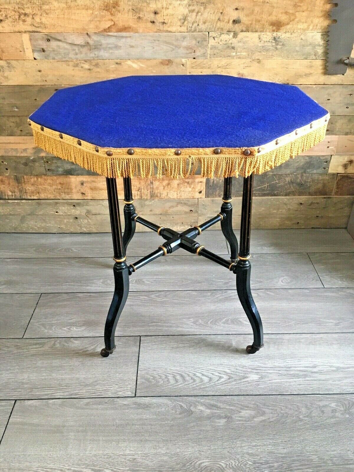 C1880 Aesthetic Movement Ebonised & Gilt Table Occasional Card Games Gypsy Skirt photo 395.0