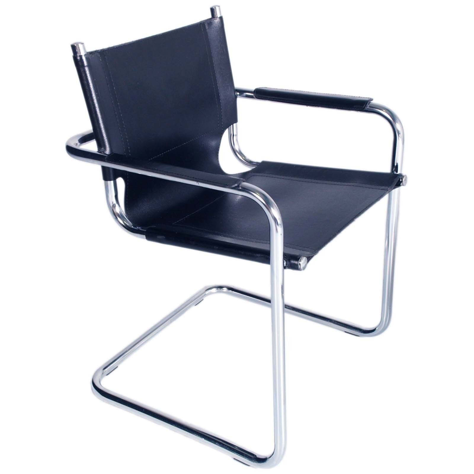 Pair Armchairs Model S34 By Mart Stam For Thonet In Chromed Steel & Leather photo furniture