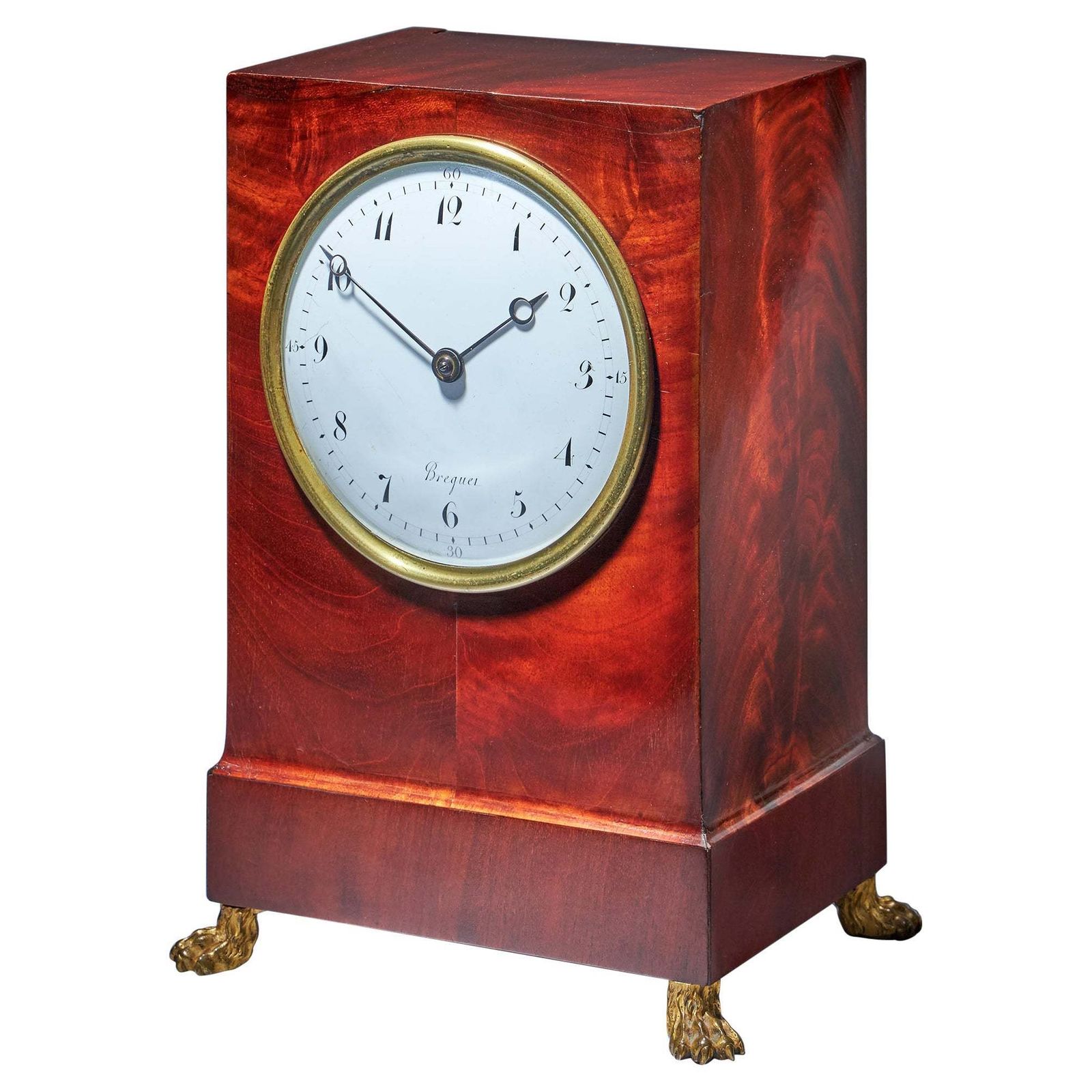 Home Decor 19th Century Flame Mahogany Mantel Clock By Breguet Raised By Lion Poor Feet photo