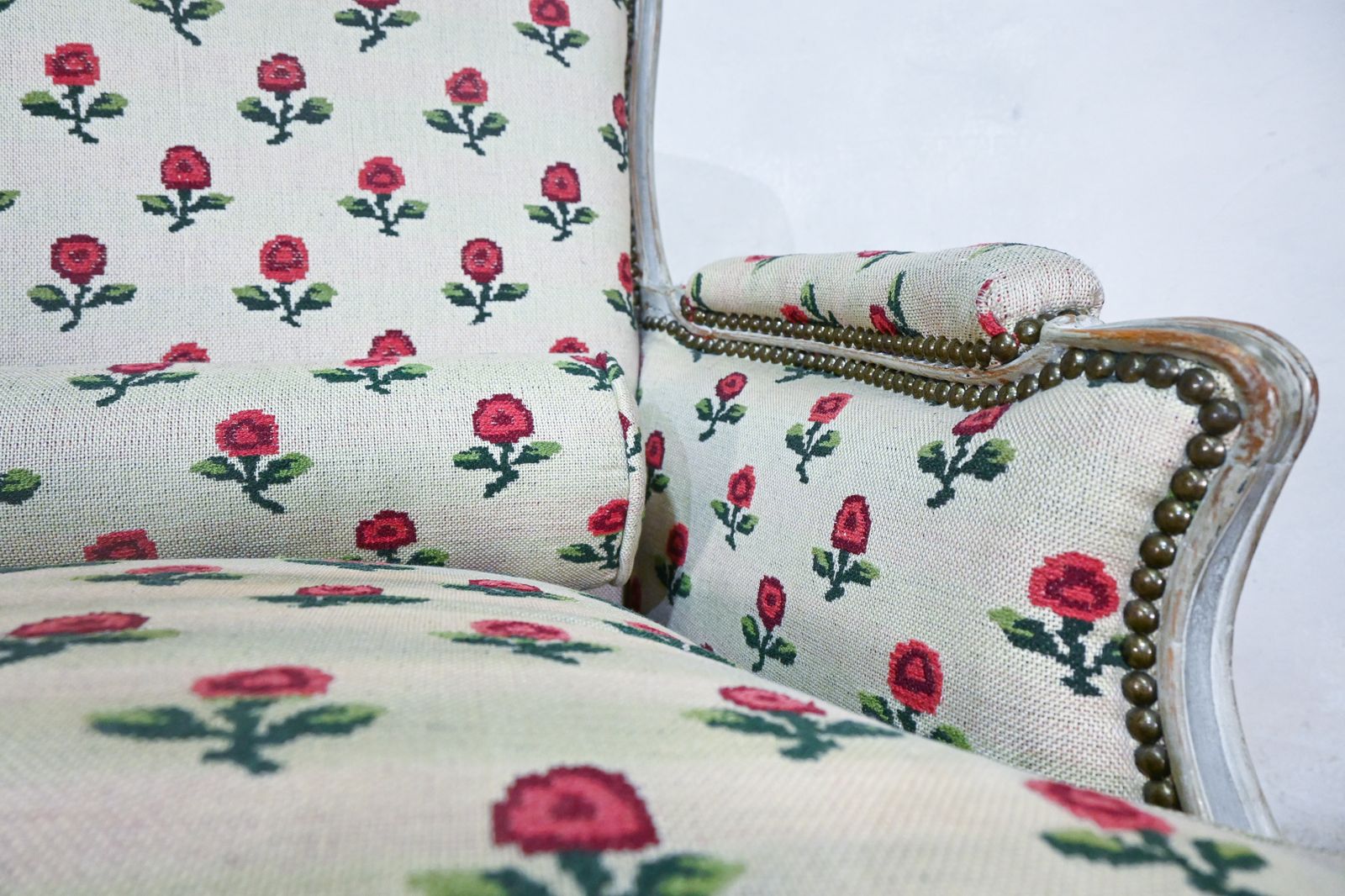 Louis XV Grey Painted Armchair   Jean Baptiste Lebas photo vintage
