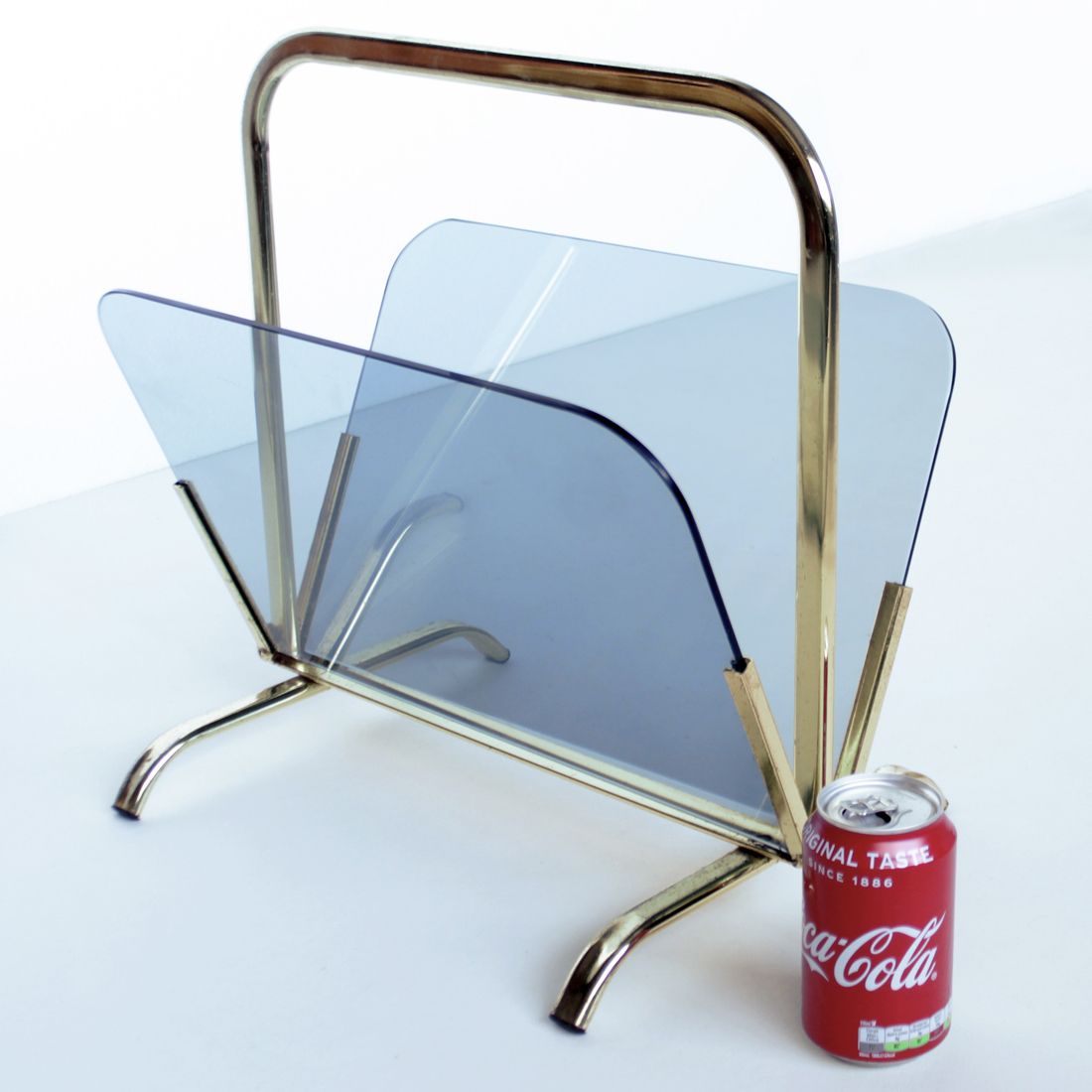 Home Decor Glass And Brass Magazine Rack, France photo