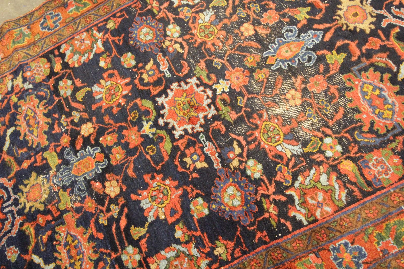 Vintage Floral Area Rug Handmade Oriental Wool Living Room Rug photo Textiles