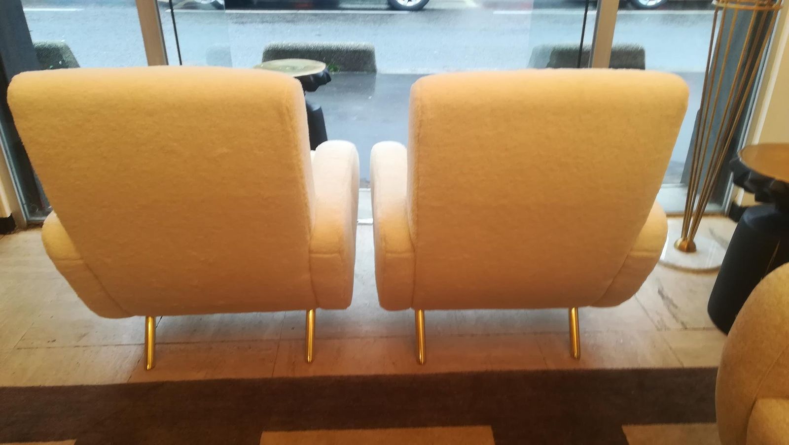 Pair Of Armchairs In Soft White Fabric photo buy