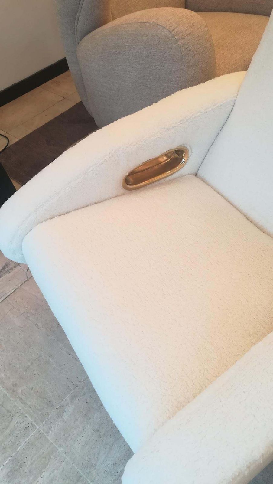 photo for sale Pair Of Armchairs In Soft White Fabric