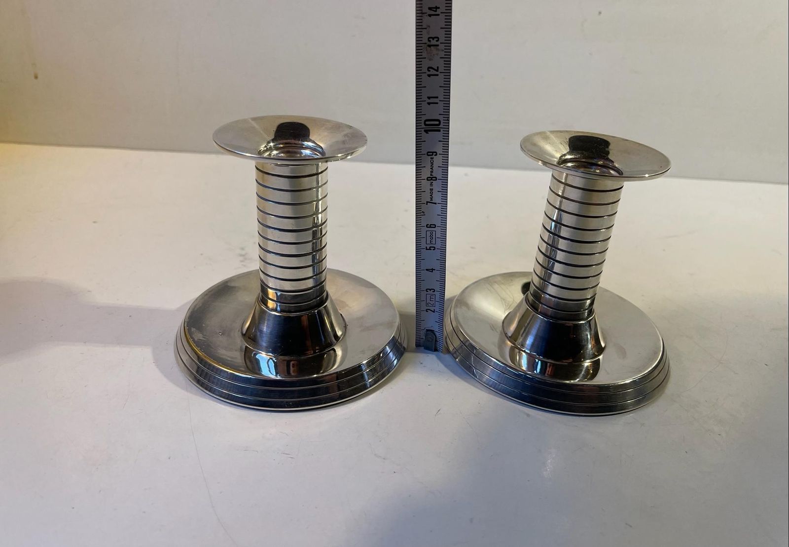 Art Deco Candlesticks In Plated Silver From Carl F. Christensen 1920s photo vinterior