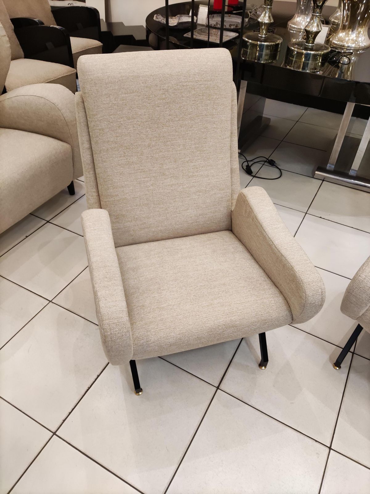 Pair Of Italian Armchairs With Black Metal Feet photo Furniture