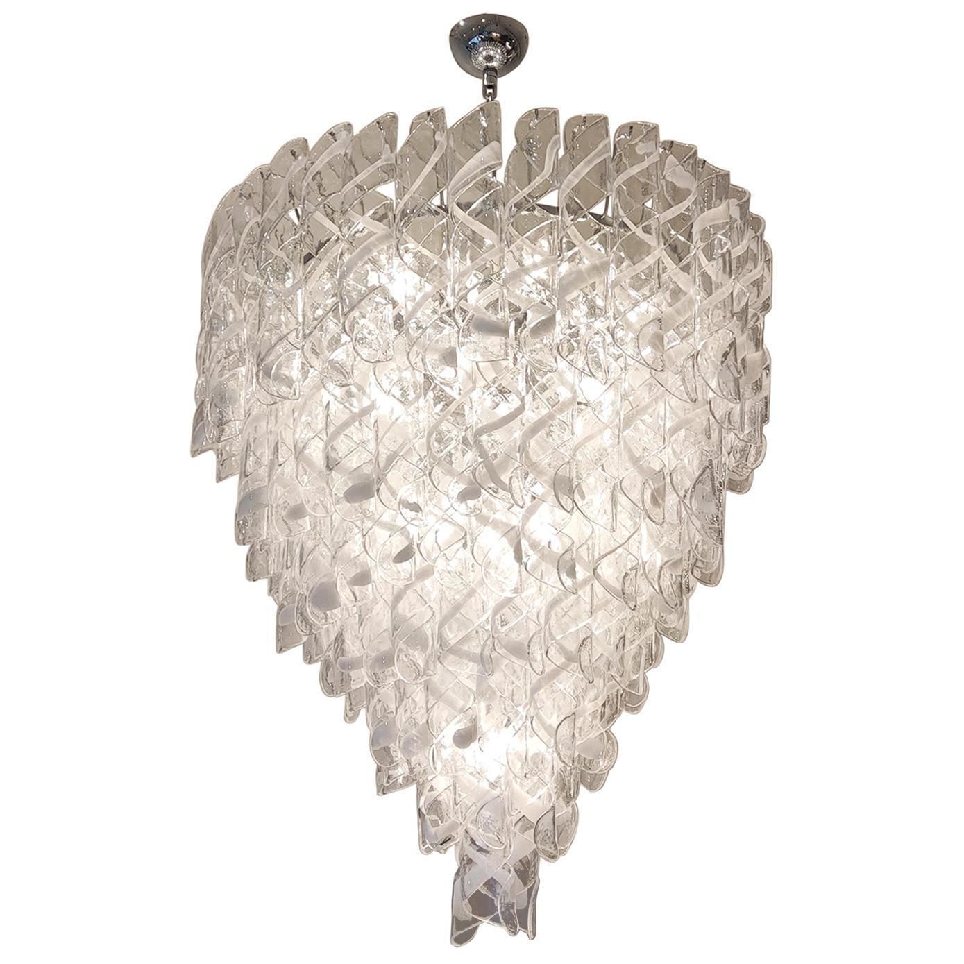 Murano Glass Chandelier Chrome And Glass Pendants