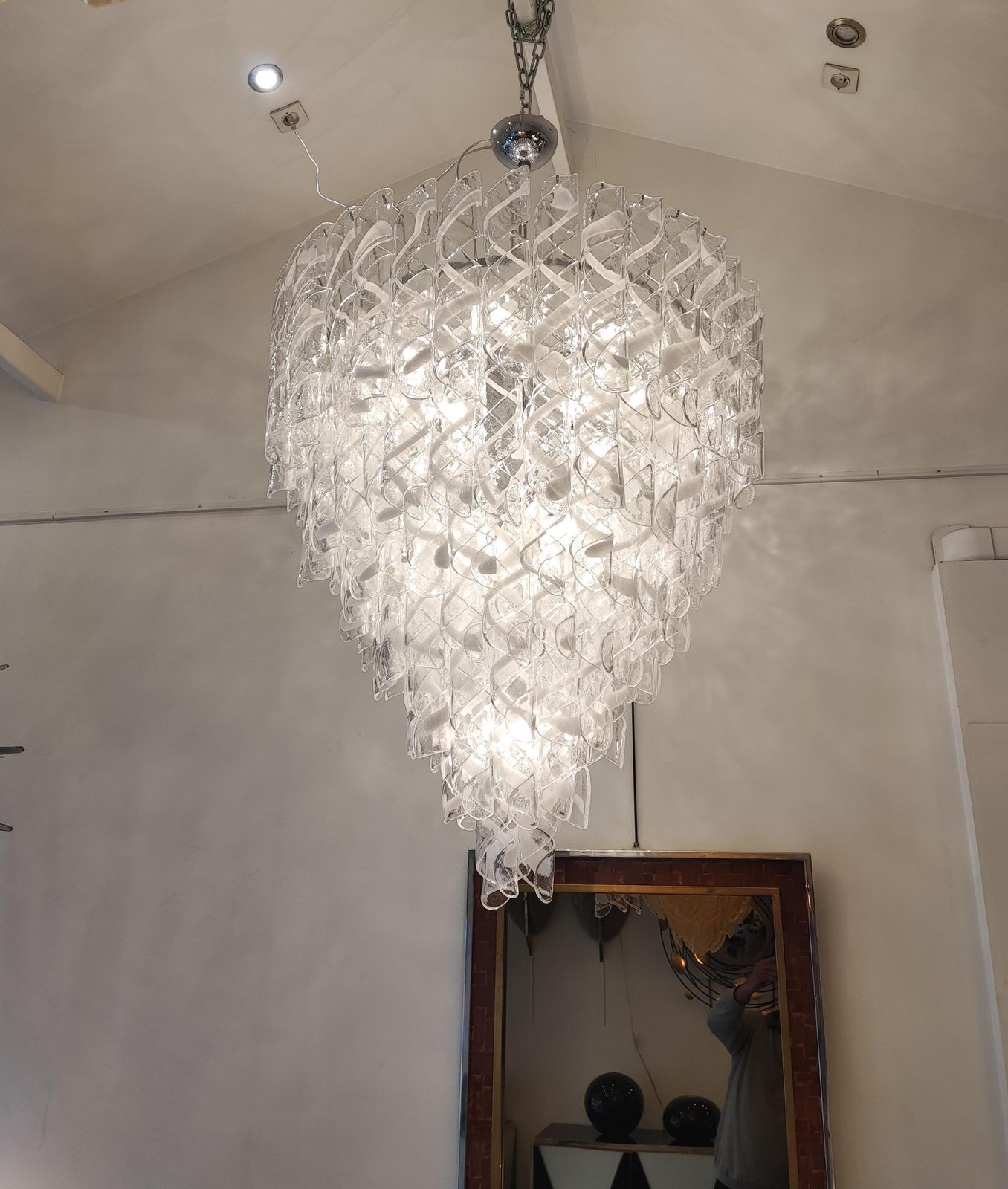 Murano Glass Chandelier Chrome And Glass Pendants photo buy