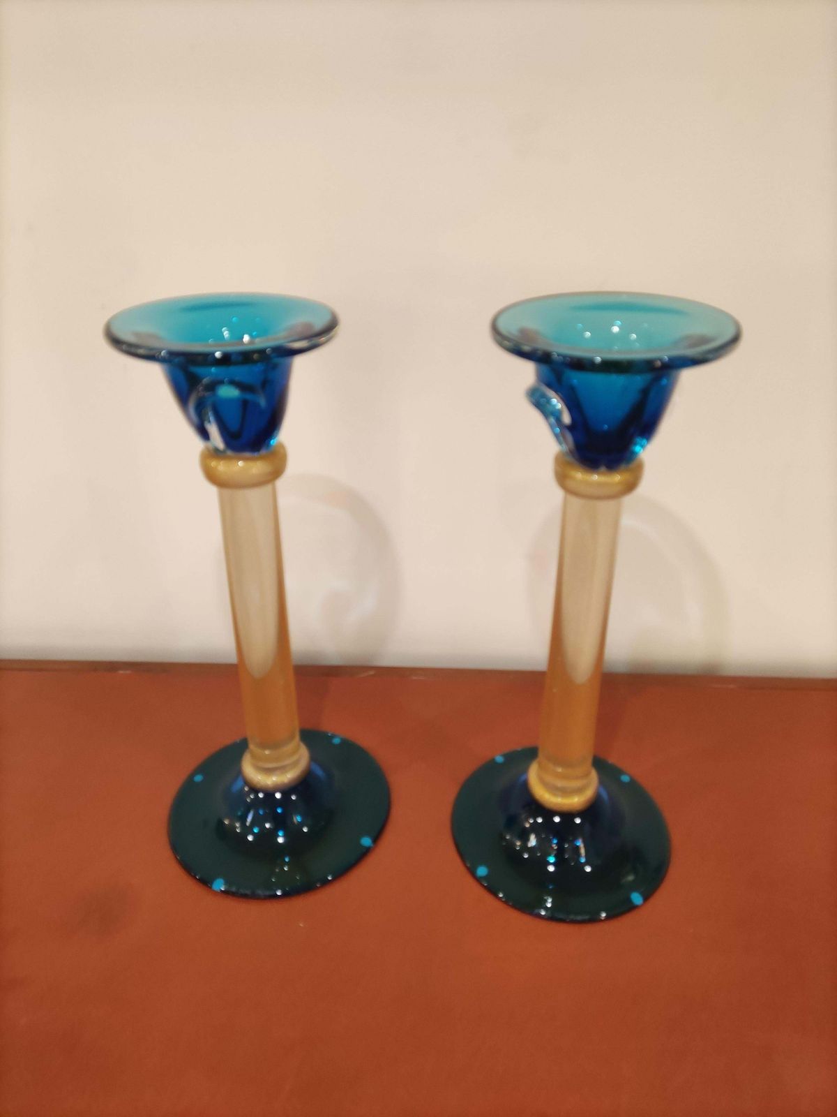 Murano Glass Pair Of Candlesticks By Alberto Donà photo furniture