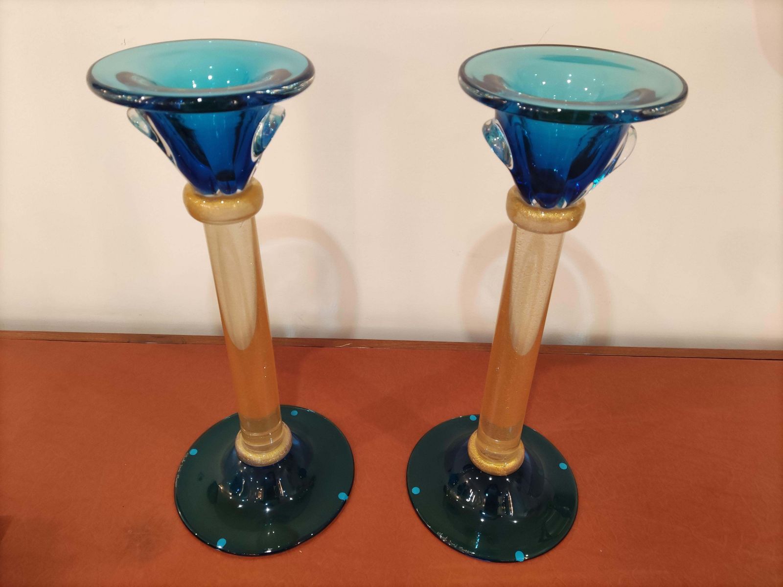 Murano Glass Pair Of Candlesticks By Alberto Donà photo buy