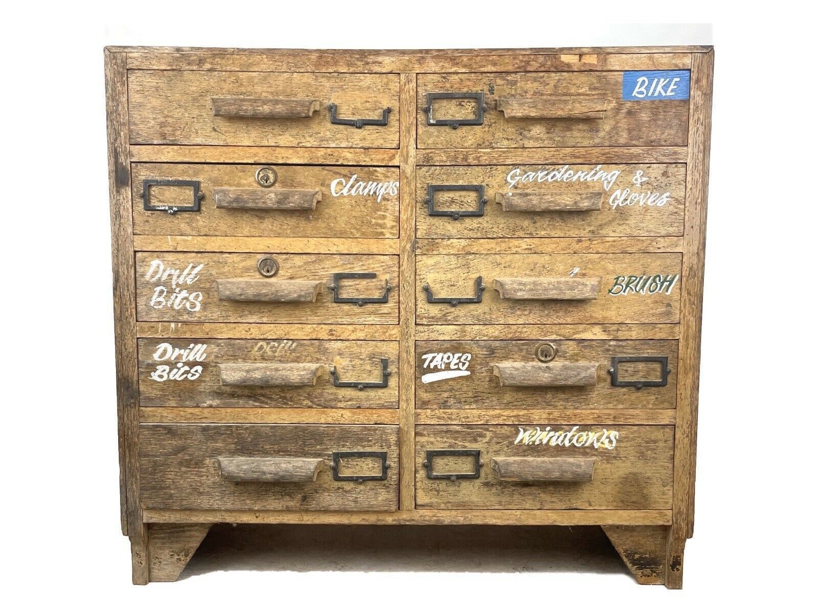 Mid 20th Century Industrial Oak Chest Of Drawers