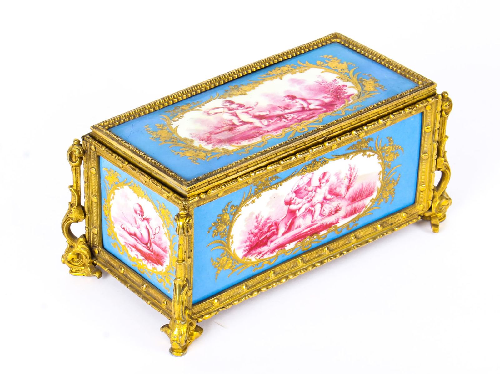 Antique French Sevres Porcelain And Ormolu Jewellery Casket C1870 19th C