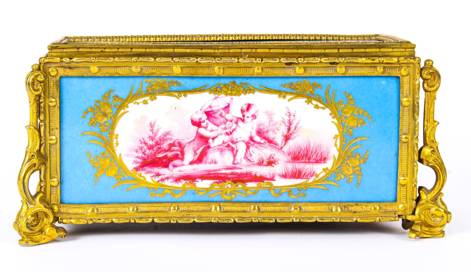 Antique French Sevres Porcelain And Ormolu Jewellery Casket C1870 19th C photo furniture