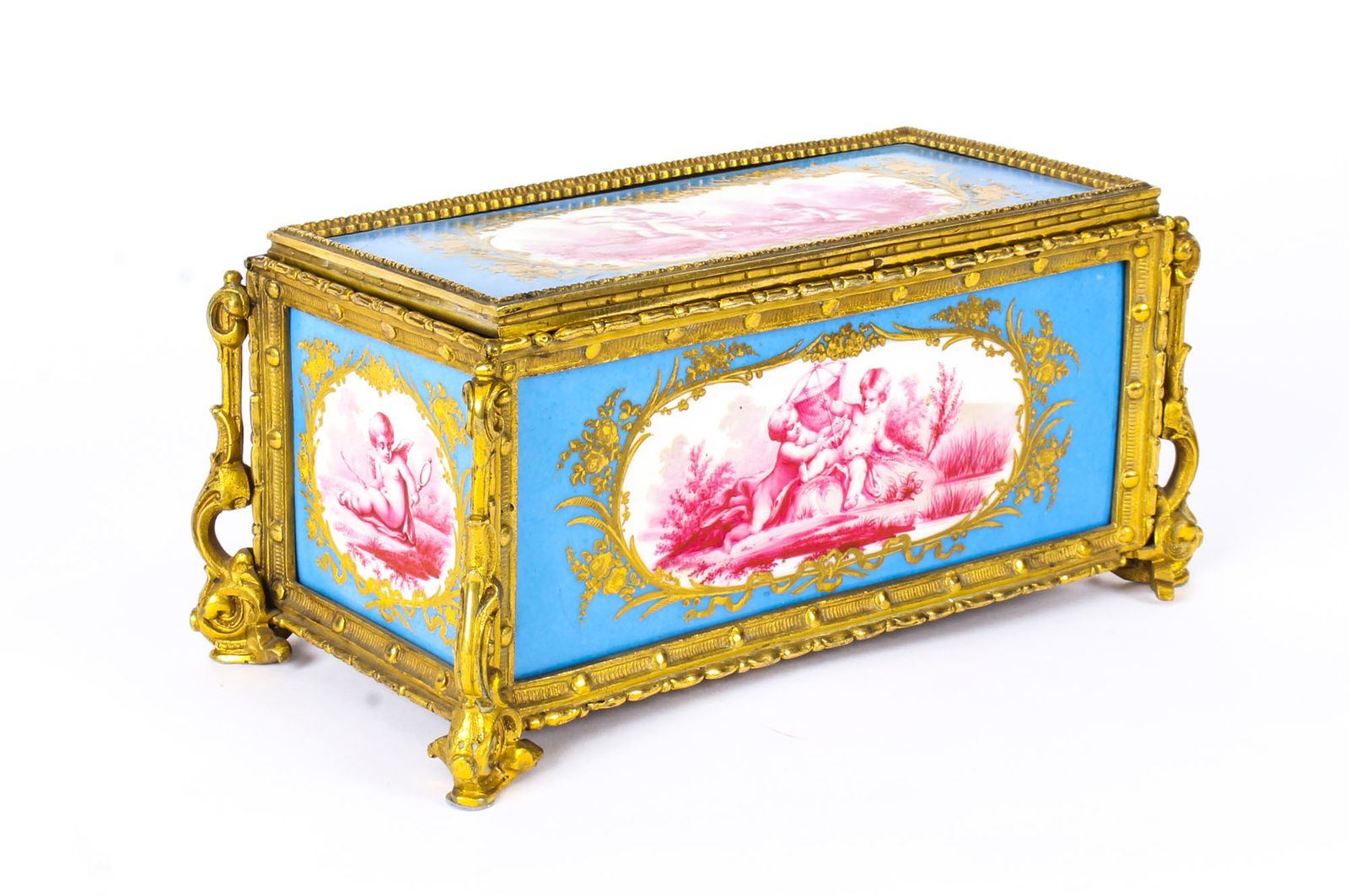 1950.0 Antique French Sevres Porcelain And Ormolu Jewellery Casket C1870 19th C photo