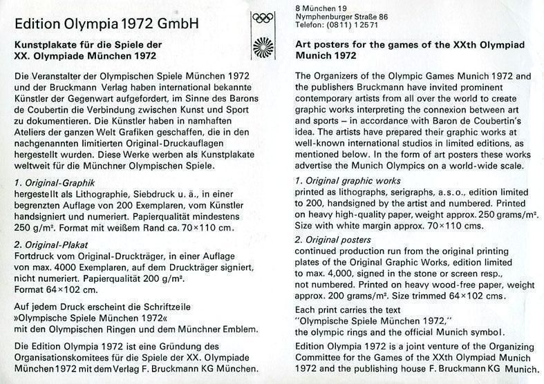 David Hockney Olympic Games Poster (Printed Signature In Image) (1970) photo 1495.0