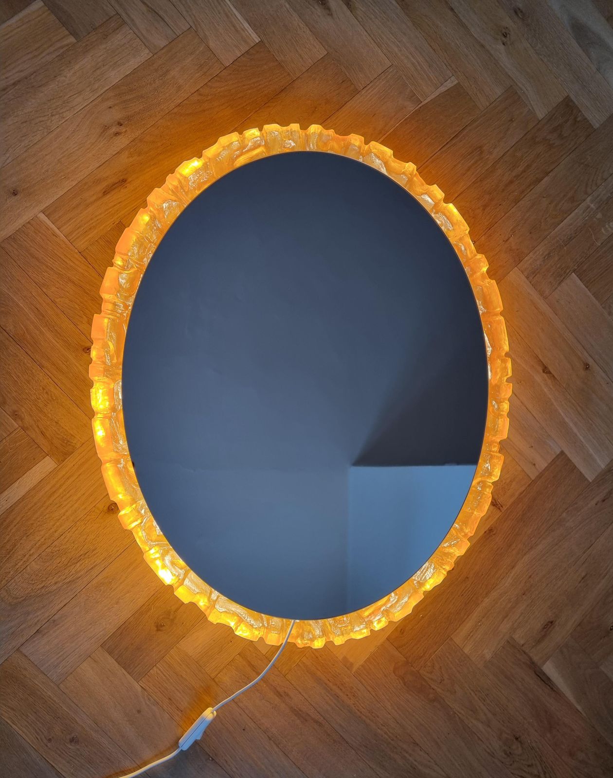 Very Rare Large Midcentury Backlit Mirror Hillebrand, 1970s photo for sale