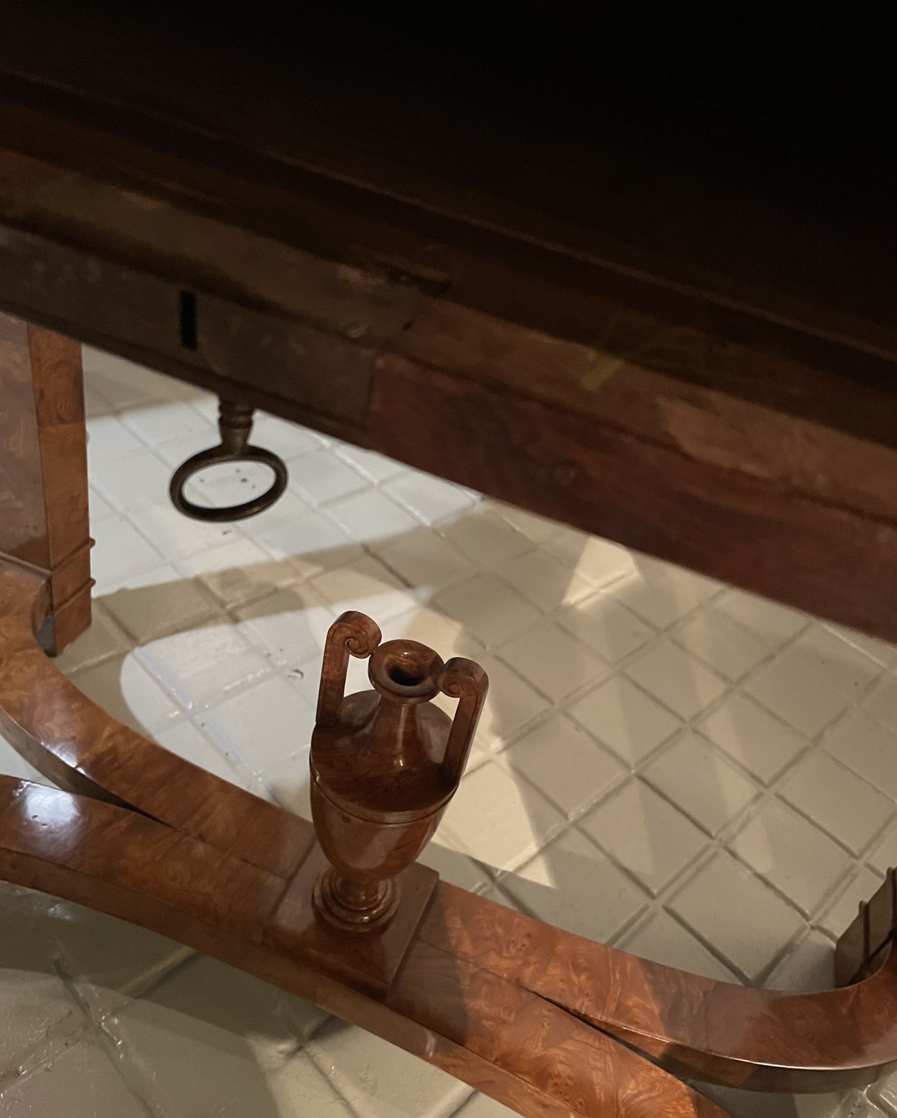 Russian Center Table In Elm Root Topped With Porphyry And Bronze. Circa 1830 photo buy