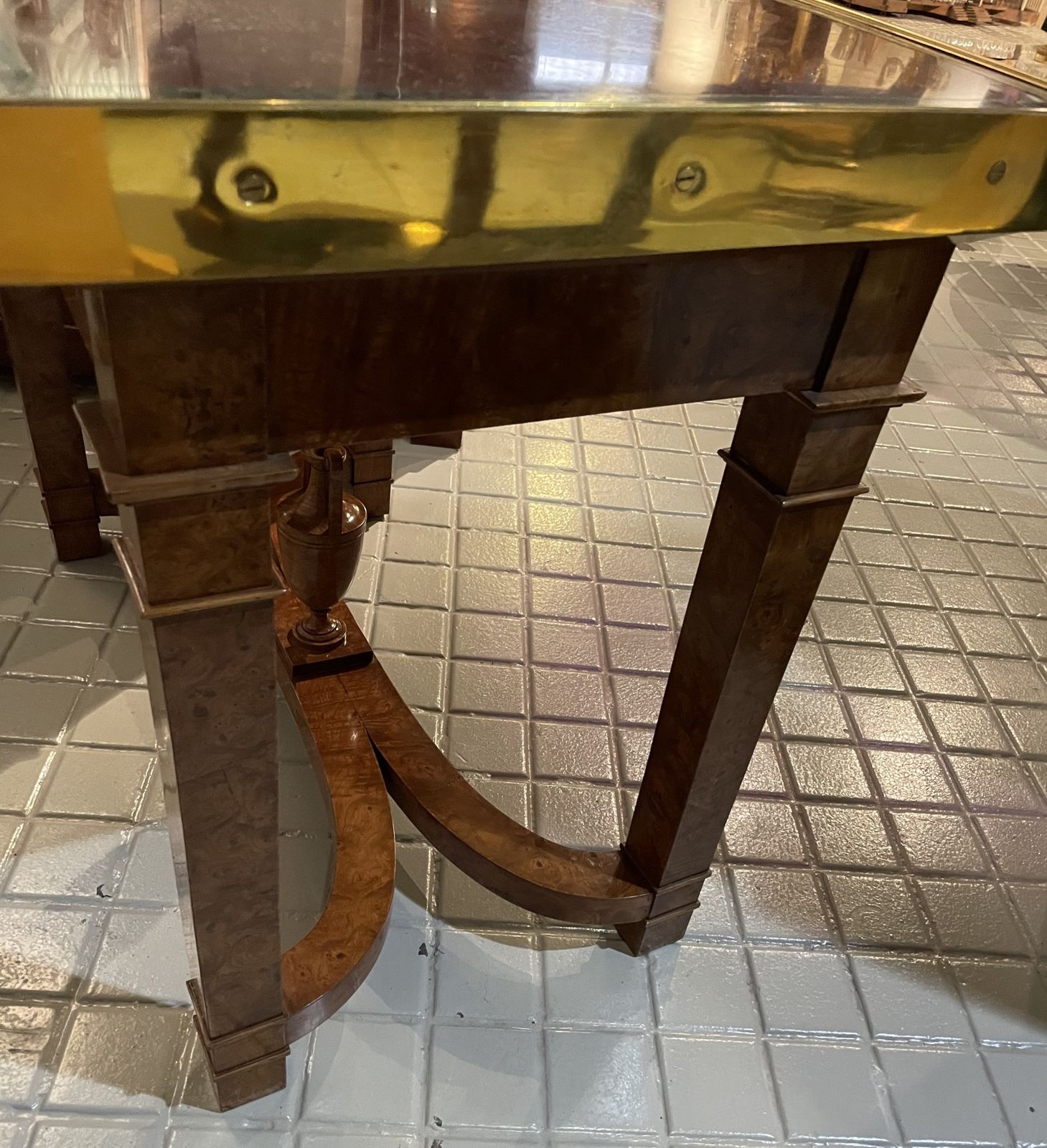 photo for sale Russian Center Table In Elm Root Topped With Porphyry And Bronze. Circa 1830