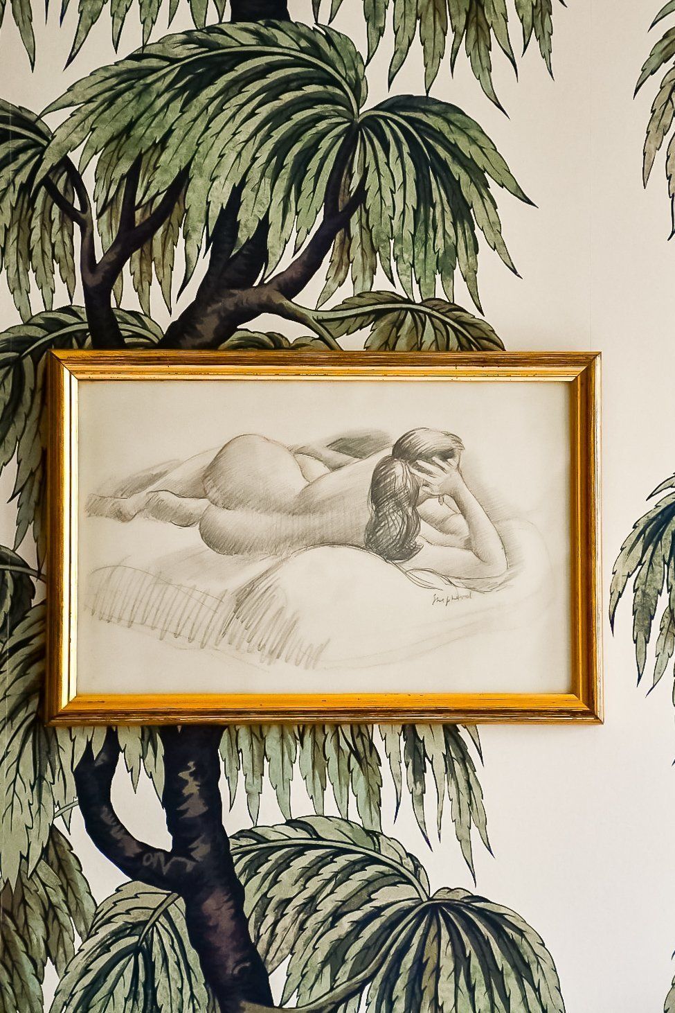 Reclined Nude By Toby Horne Shepherd, Original Framed Pencil Drawing