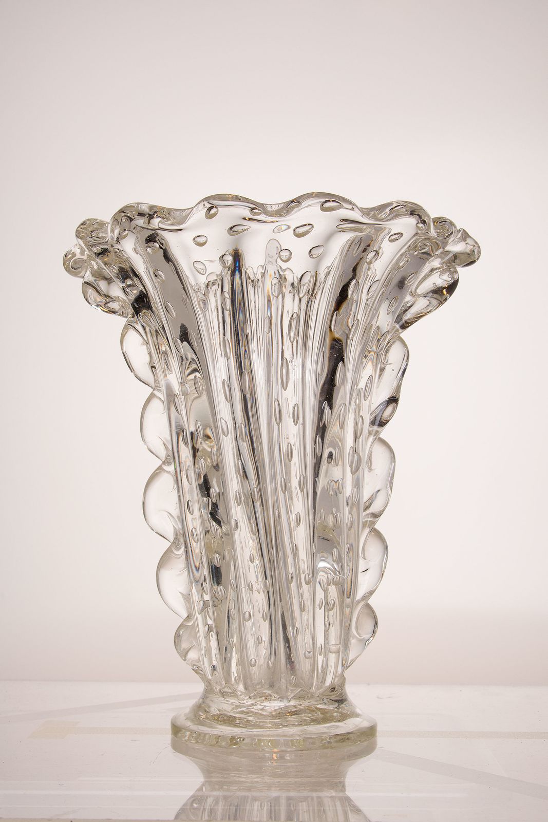 Barovier And Toso Vase In Murano Crystal Glass, 1930s Art Deco Period photo 630.0