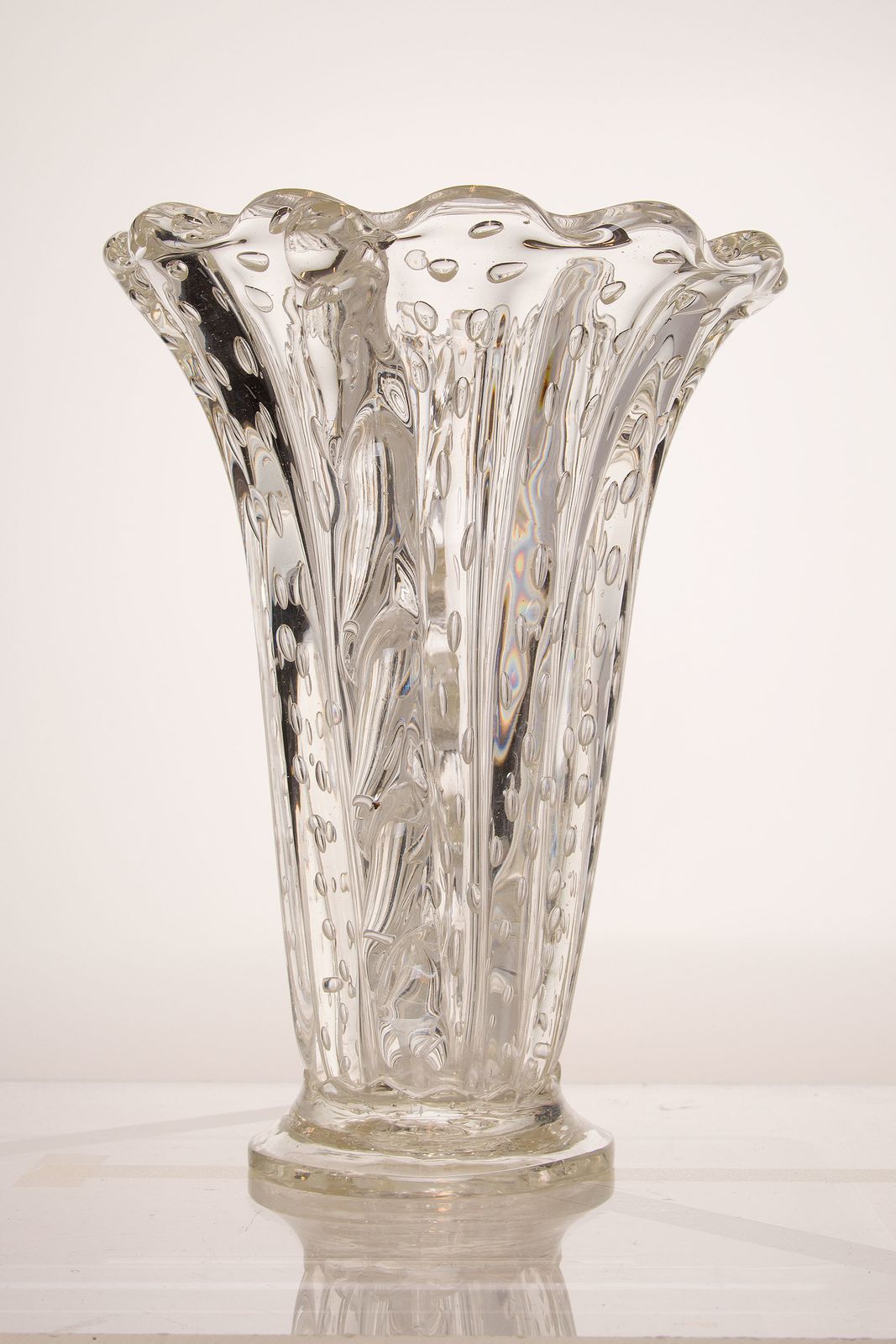 Barovier And Toso Vase In Murano Crystal Glass, 1930s Art Deco Period photo for sale