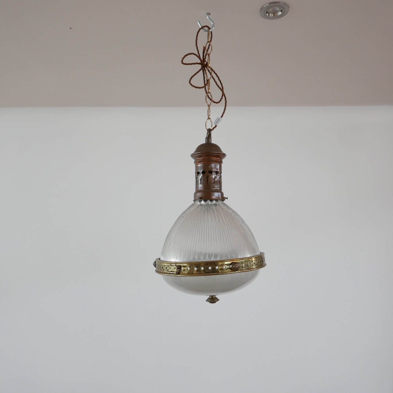 photo furniture Antique French Holophane Pendant Light