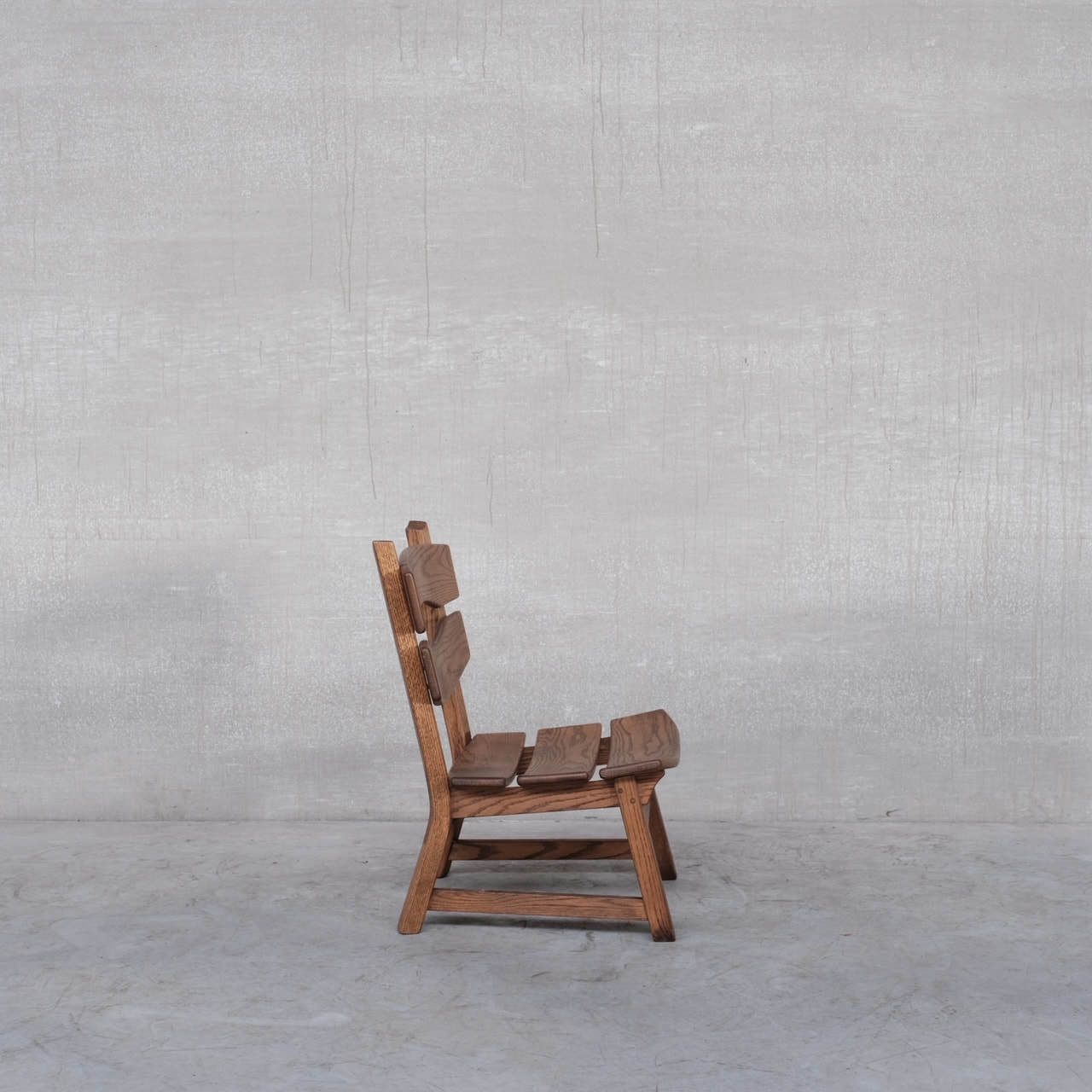Brutalist Mid Century Low Wooden Lounge Chairs (7) photo for sale