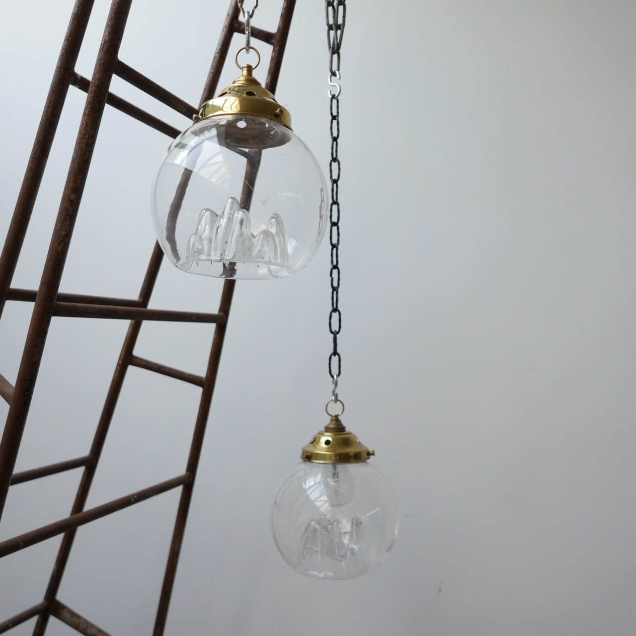 Mid Century Italian Blown Glass  Mountain Pendant Lights (4) photo for sale