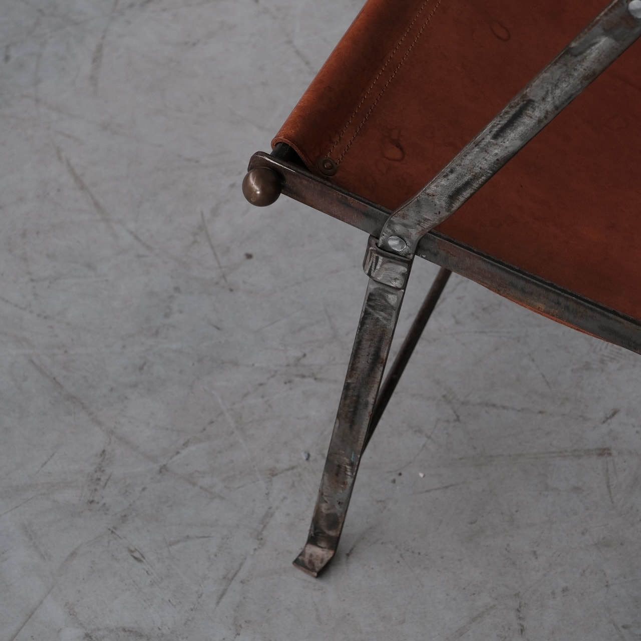 Pair Of Mid Century Leather And Metal Folding Armchair photo 1650.0