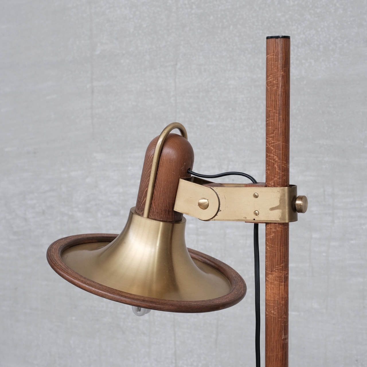 Brass And Teak Mid Century French Floor Lamp photo Lighting