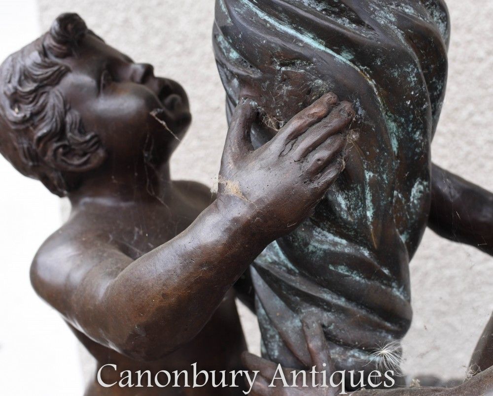 Bronze Cherub Fountain   Classical French Verdis Gris Swan Tiered Base photo buy