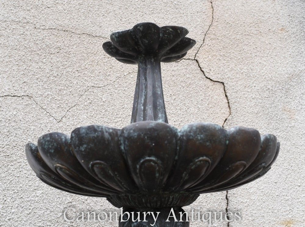 photo for sale Bronze Cherub Fountain   Classical French Verdis Gris Swan Tiered Base