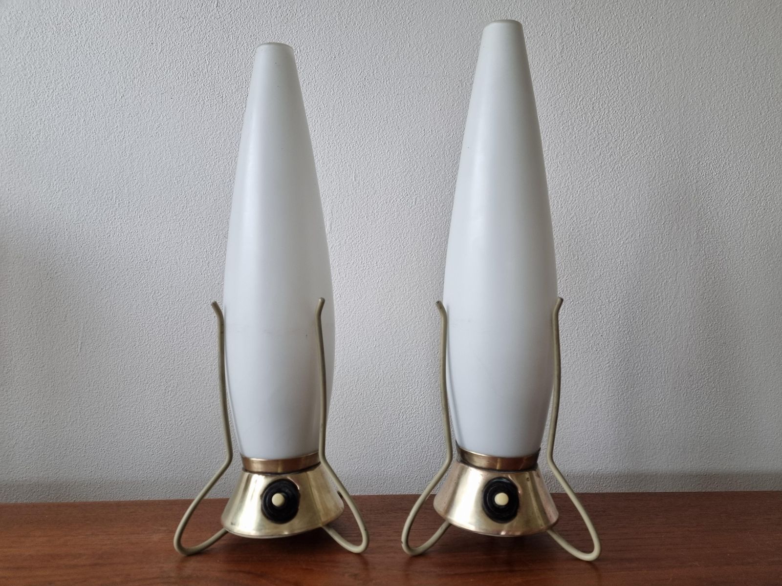 Pair Of Mid Century Table Lamps Zukov, Rockets, 1960s photo for sale