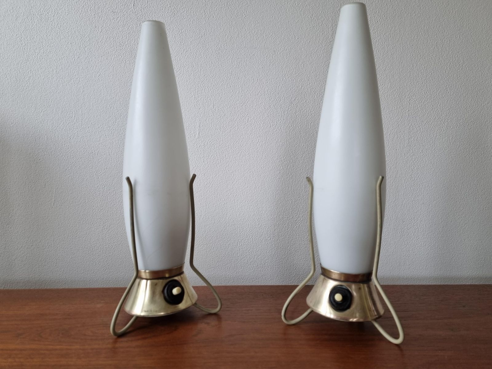 Pair Of Mid Century Table Lamps Zukov, Rockets, 1960s photo vinterior