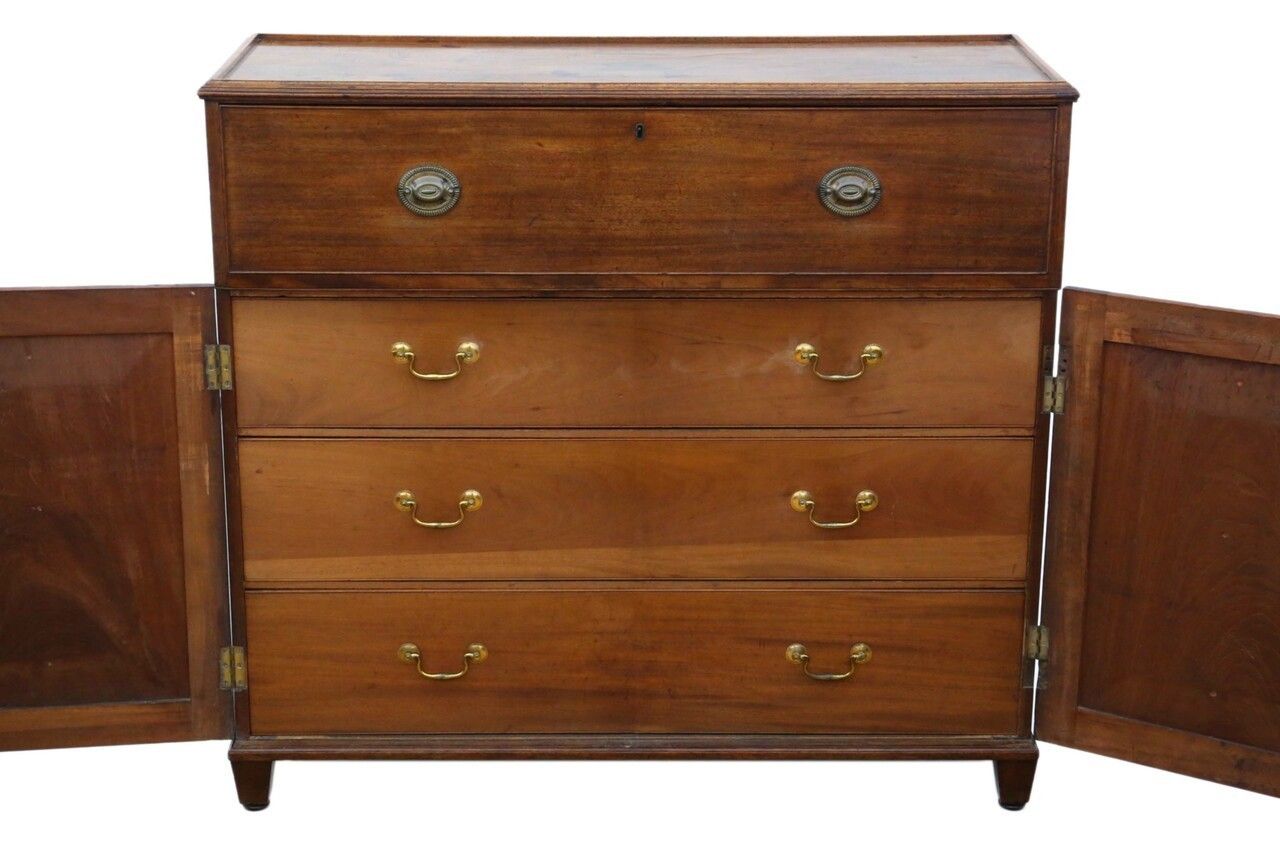 19th Century Mahogany Campaign Chest Of Drawers photo for sale
