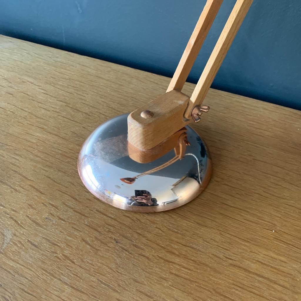 Vintage Maclamp In Copper With Wooden Arms photo for sale